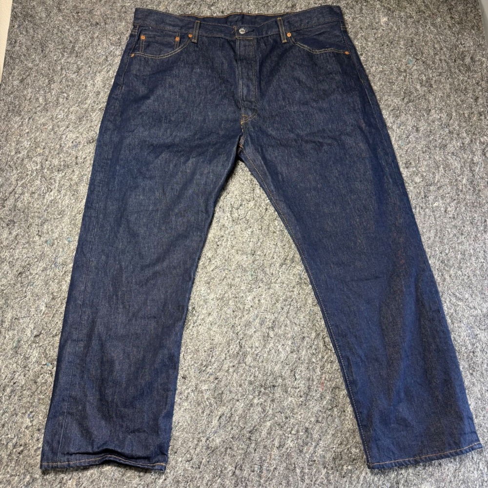 Levis 501 Original Fit Mens Dark Indigo‎ Blue Denim Straight Leg Jeans 42x30